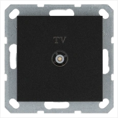 Изображение Розетка TV Φ9.5mm проходная с накладкой, цвет Антрацит