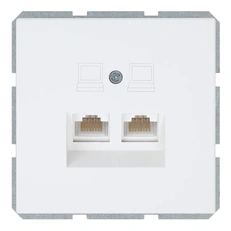 Изображение Двойная компьютерная розетка RJ-45 Cat.6 Jasmart серия FD, белый матовый (soft touch)